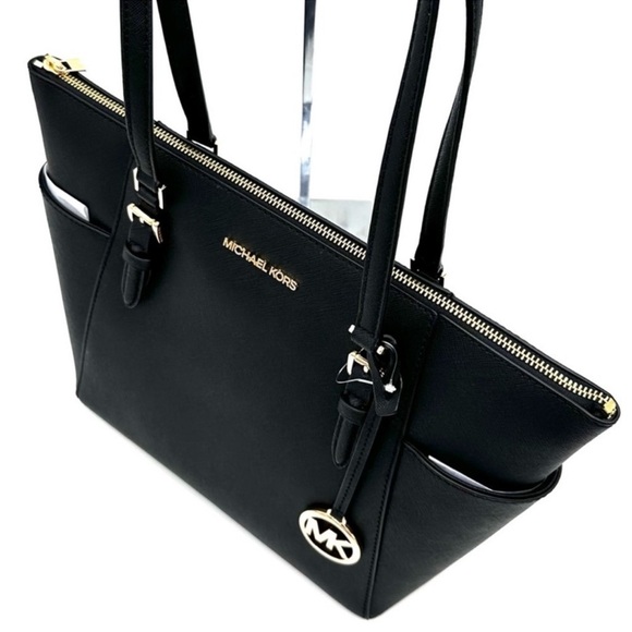 Michael Kors Large Charlotte Tote Bag & Large Double Zip Wallet Black - Picture 5 of 14